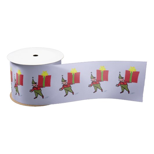 Elf mit Roter Box Bandspool Satinband (Spule)