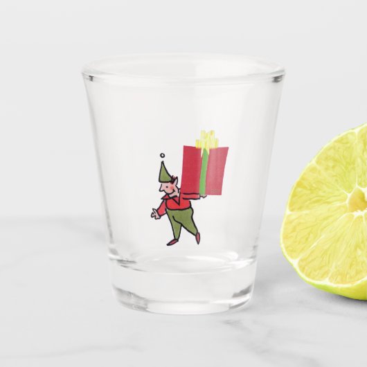 Elf mit Roter Box-Klarglas Schnapsglas (Vorderseite)