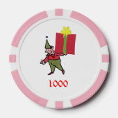 Elf mit Roter Box Rosa 1000 gestreifter Poker-Chip Pokerchips (Vorderseite)