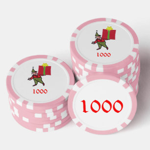 Elf mit Roter Box Rosa 1000 gestreifter Poker-Chip Pokerchips