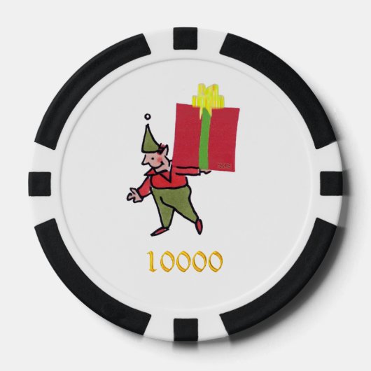 Elf mit Roter Box Schwarz Gold 10000 gestreifter P Pokerchips (Vorderseite)