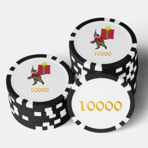 Elf mit Roter Box Schwarz Gold 10000 gestreifter P Pokerchips