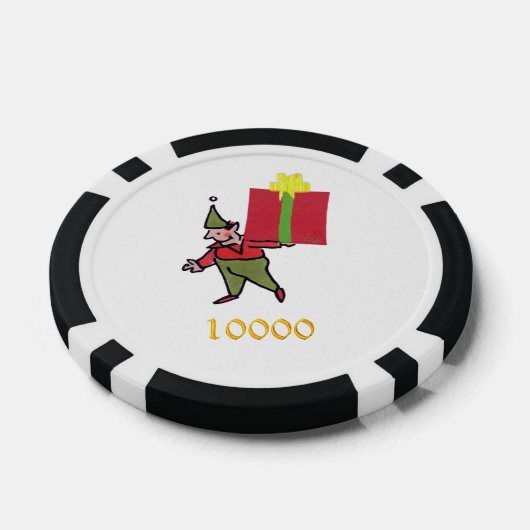 Elf mit Roter Box Schwarz Gold 10000 gestreifter P Pokerchips (Einzeln)
