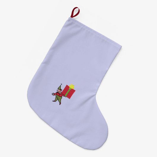 Elf mit Roter Box Weihnachtsweihnachtszeit Strumpf Großer Weihnachtsstrumpf (Vorderansicht (hängend))