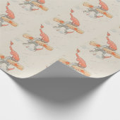 Elf mit Weihnachtsgeschenk, alte Illustration Geschenkpapier (Ecke)