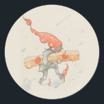 Elf mit Weihnachtsgeschenk, alte Illustration Runder Aufkleber<br><div class="desc">Wasserfarbe signiert von Signe Kock Silow. Tomtenisse med julklapp (Weihnachtsmann oder Elf mit Weihnachtsgeschenk) Der Jultomt (oder Tomte, Tomtar, falls Plural) hat sich zu einem Vater Weihnachten/Weihnachtsmann zusammengeschlossen, wobei die Elemente seines skandinavischen Hintergrundes erhalten geblieben sind. Traditionell wird das Tomte Geschenke am Abend der Weihnachtsfeier liefern. von Kardemummadesign Besuchen Sie...</div>