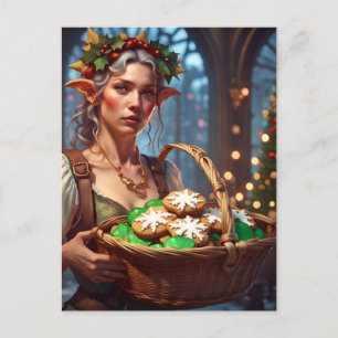 Elf mit Weihnachtskokken Feiertagspostkarte