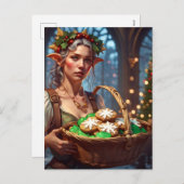 Elf mit Weihnachtskokken Feiertagspostkarte (Vorne/Hinten)