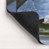 Elf mit White Cat Riding auf einem Leaf Mousepad (Ecke)
