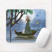 Elf mit White Cat Riding auf einem Leaf Mousepad (Mit Mouse)