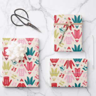 Elf-Muster für farbenfrohe Mäntel und Schuhe Geschenkpapier Set