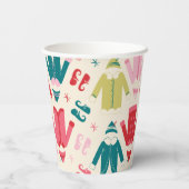 Elf-Muster für farbenfrohe Mäntel und Schuhe Pappbecher (Rückseite)