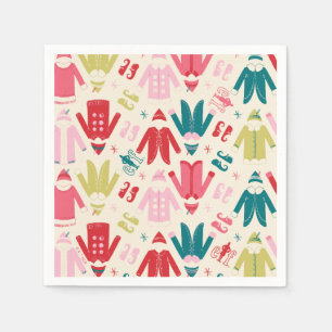 Elf-Muster für farbenfrohe Mäntel und Schuhe Serviette