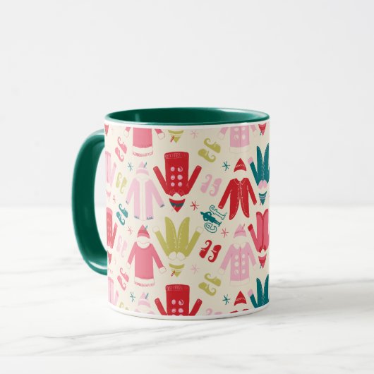 Elf-Muster für farbenfrohe Mäntel und Schuhe Tasse (Vorderseite Links)