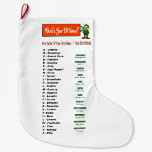 Elf Name Christmas Customize Strumpf Großer Weihnachtsstrumpf