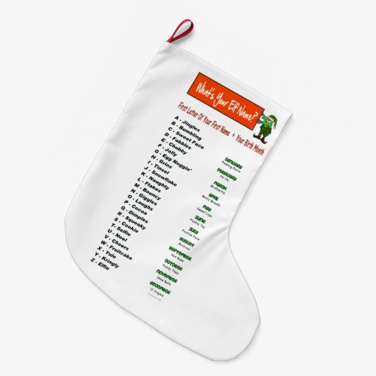 Elf Name Christmas Customize Strumpf Großer Weihnachtsstrumpf (Vorderansicht (hängend))