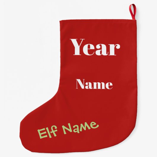 Elf Name Christmas Customize Strumpf Großer Weihnachtsstrumpf (Rückseite)
