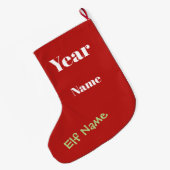 Elf Name Christmas Customize Strumpf Großer Weihnachtsstrumpf (Rückseite (Hängend))