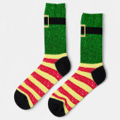 Elf Niedlich Strip Weihnachten Socken (Linkes Detail)