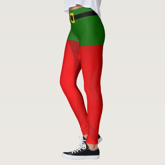 Elf Niedlich Women's Red & Green Christmas Elves Leggings (Links)