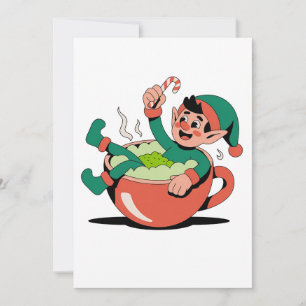 Elf nimmt ein Matcha-Bad für Elf-Weihnachten Dankeskarte