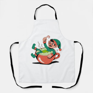 Elf nimmt ein Matcha-Bad für Elf-Weihnachten Schürze