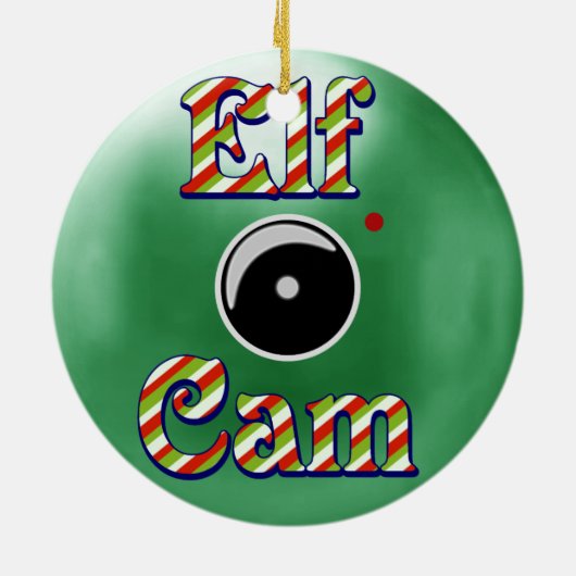 Elf-Nocken-Weihnachtsverzierungs-/-elf-Kamera Keramikornament (Hinten)