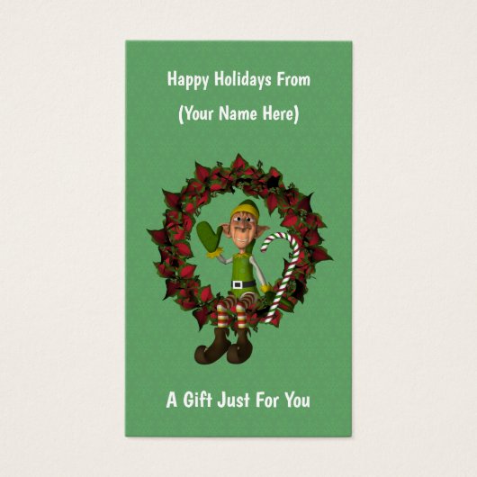 Elf on Wreath Christmas Weihnachtsgeschenk-Karte T (Vorderseite)