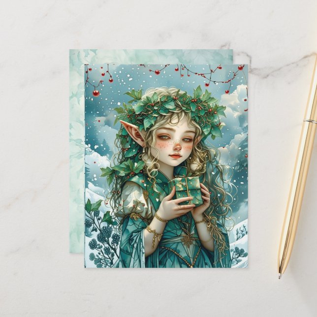 Elf Princess Christmas Scrapbook Paper (Vorderseite/Rückseite Beispiel)