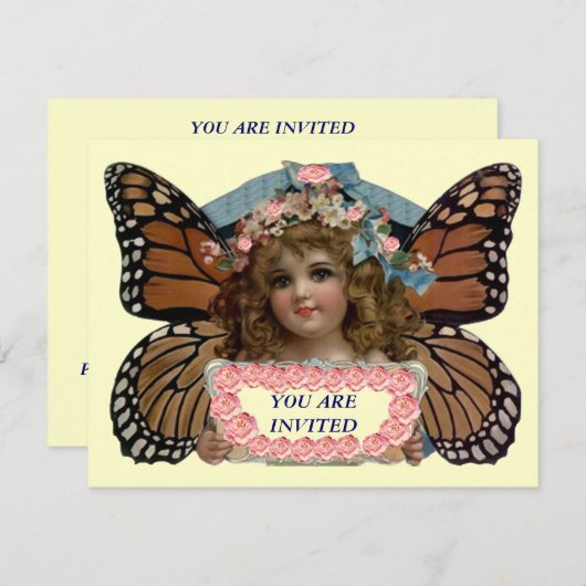 ELF-PRINZESSIN PARTY INVITE BUTTERFLY EZ FERTIGEN EINLADUNG (Vorne/Hinten)
