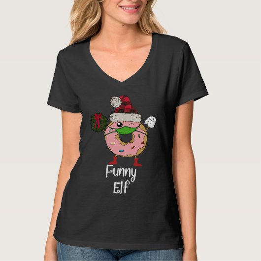 Elf Quarantine Christmas Donut 2020 Personality Fa T-Shirt (Vorderseite)
