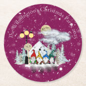 Elf Quartet Christmas Party Runder Pappuntersetzer (Vorderseite)
