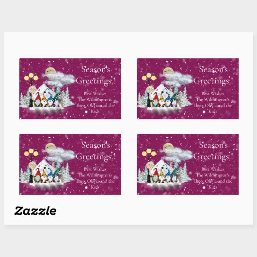 Elf Quartet Christmas Rectangular Gift Label Rechteckiger Aufkleber (Blatt)