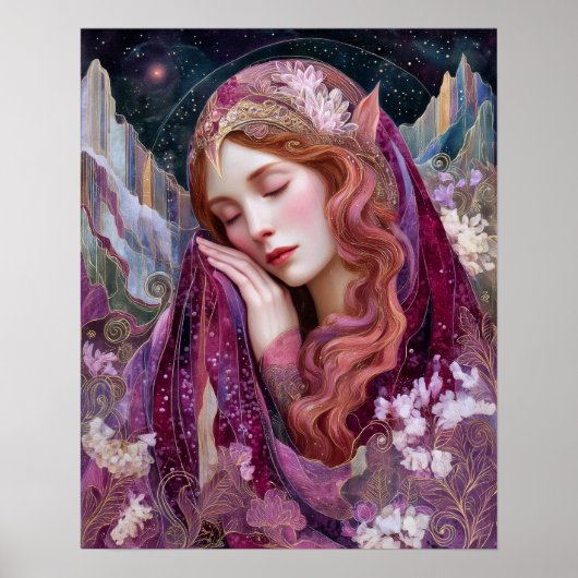 Elf Queen Goddess Celestial Fantasy Wall Art Print Poster (Vorne)