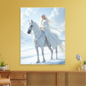 Elf Queen Riding a Majestic White Horse Leinwanddruck (Insitu (Wohnzimmer))