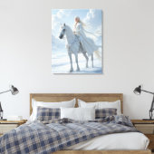 Elf Queen Riding a Majestic White Horse Leinwanddruck (Insitu (Schlafzimmer))