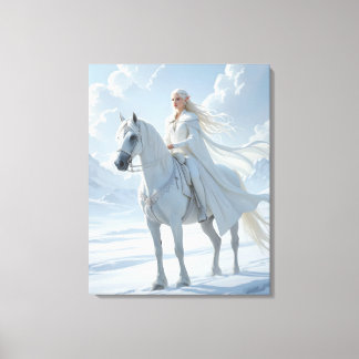 Elf Queen Riding a Majestic White Horse Leinwanddruck