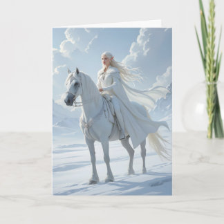 Elf Queen Riding White Horse Karte