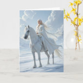 Elf Queen Riding White Horse Karte (Gelbe Blume)