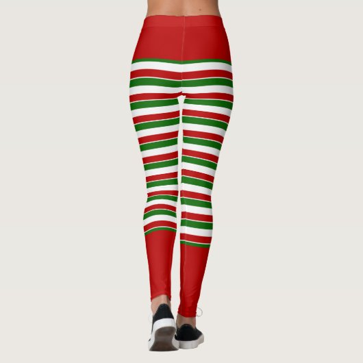 Elf Red Green Stripes Weihnachtskostüme Leggings (Rückseite)