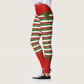 Elf Red Green Stripes Weihnachtskostüme Leggings (Links)