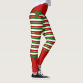 Elf Red Green Stripes Weihnachtskostüme Leggings (Rechts)