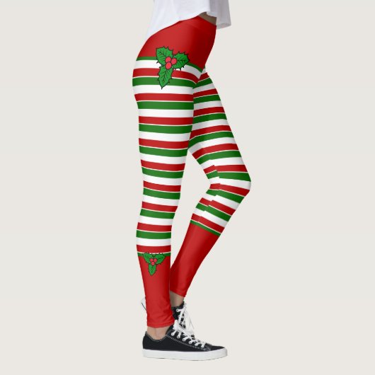 Elf Red Green Stripes Weihnachtskostüme Leggings (Rechts)