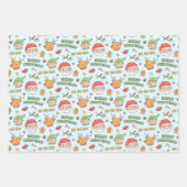 Elf, Rentier, Weihnachten, Frohe Weihnachtsmuster Geschenkpapier Set (Vorderseite 3)