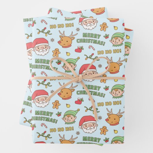 Elf, Rentier, Weihnachten, Frohe Weihnachtsmuster Geschenkpapier Set (Beispiel)