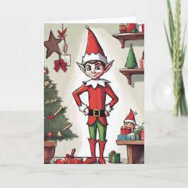 Elf Retro Concept Art Falted Holiday Card Feiertagskarte