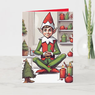 Elf Retro Concept Art Falted Holiday Card Feiertagskarte