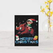 Elf Riding Boar Snowman Präsent Merry Christmas Da Karte (Gelbe Blume)