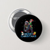Elf Riding Gorilla Snowman Gerne Weihnachten Button (Vorne & Hinten)