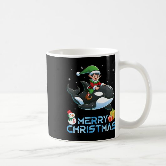 Elf Riding Orca Snowman Präsent Merry Christmas Da Kaffeetasse (Rechts)